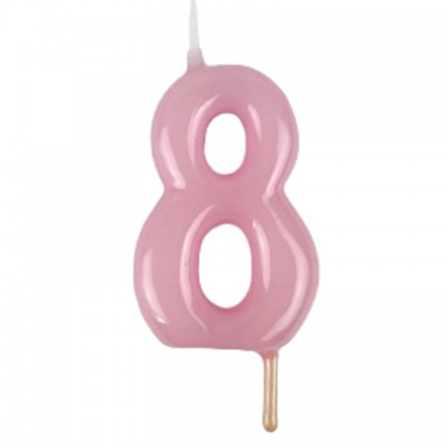 Vela Número 8 Rosa Pastel